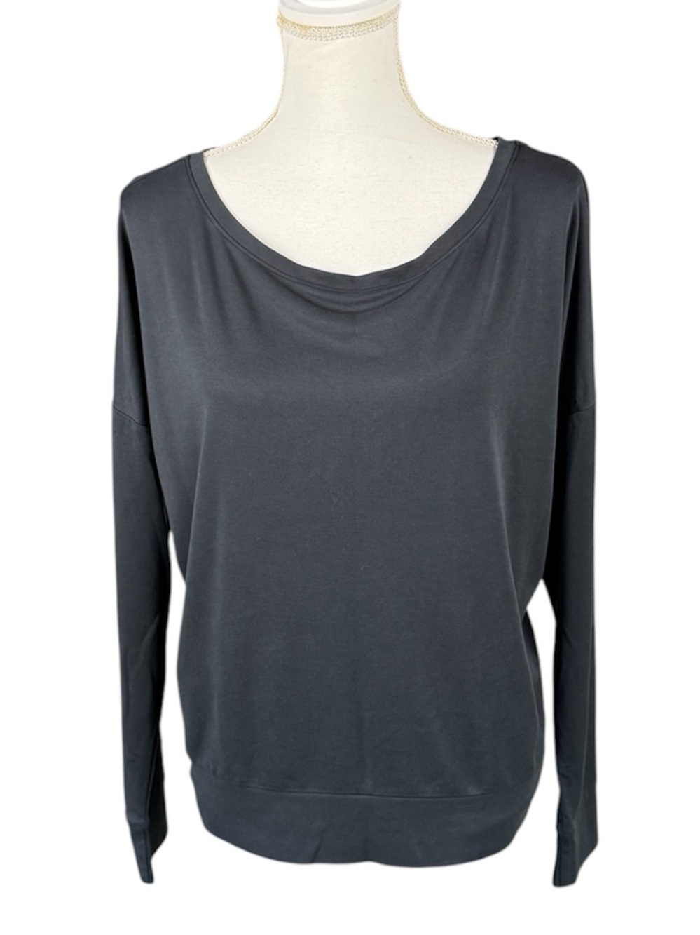 Fabletics Modal Silky Soft Oversized Comfort Top Wide Neck Black Size Medium